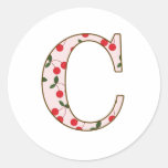 Cheery Cherry C Round Stickers