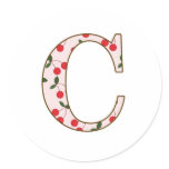 Cheery Cherry C Round Stickers
