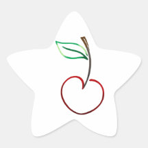 Cheery Cherry Outline on White Star Stickers