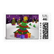 Cheery Christmas Tree Postage stamp