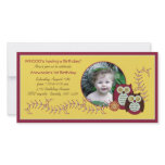 Cheery Owls 1st Birthday Photo Card - Yellow