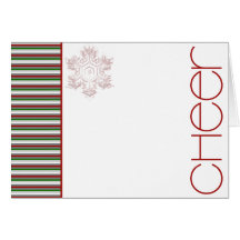 Cheery Stripes Christmas Snowflake Greeting Card