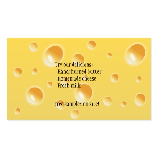 Cheese Dairy Farm Business Cards (back side)