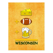 Cheese Football Beer Wisconsin Postcards