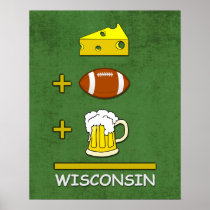 Cheese Football Beer Wisconsin Poster