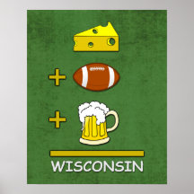 Cheese Football Beer Wisconsin Poster