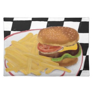 Cheeseburger and fries Placemat