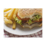 Cheeseburger, bites taken, with chips postcards