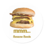 cheeseburger - mmm...sesame seeds round stickers