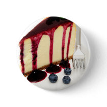 Cheesecake And Blueberries Pinback Button