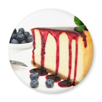 Cheesecake And Blueberries Fridge Magnets