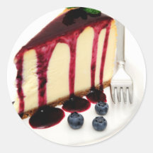 Cheesecake And Blueberries Round Stickers