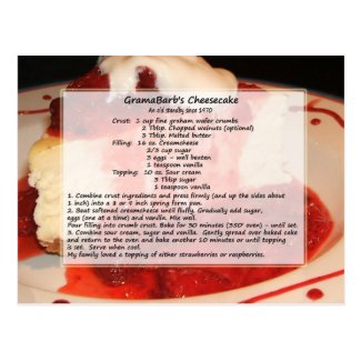 Cheesecake Recipe Postcard
