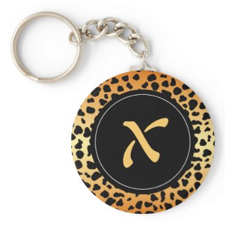 Cheetah animal spots with "X" monogram Key Chain