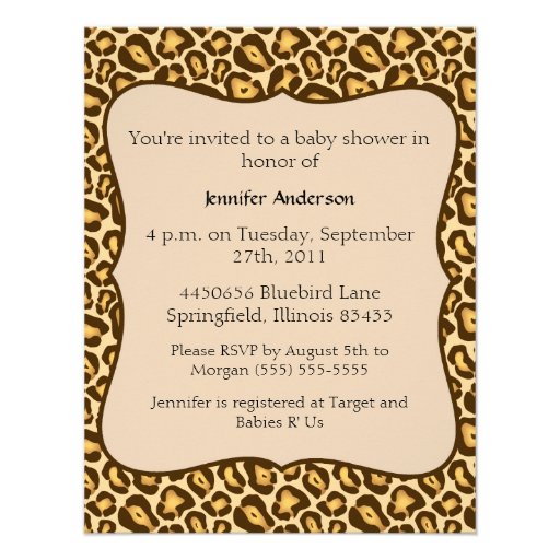 Cheetah Baby Shower Invite
