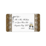 Cheetah Champagne Glass Wedding Address Labels