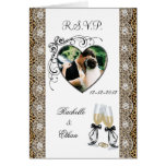 Cheetah Champagne Glass Wedding RSVP Notecard