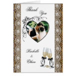 Cheetah Champagne Glass Wedding Thank You Notecard