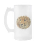 Cheetah Face Frosted Beer Mug