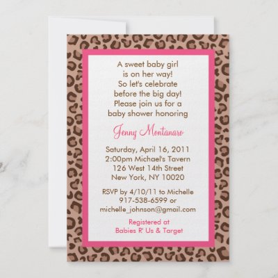 Footprint Baby Shower Invitations on Cheetah Girl Animal Print Baby Shower Invitations From Zazzle Com