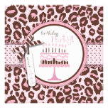 Cheetah Girl Birthday Invitation Square