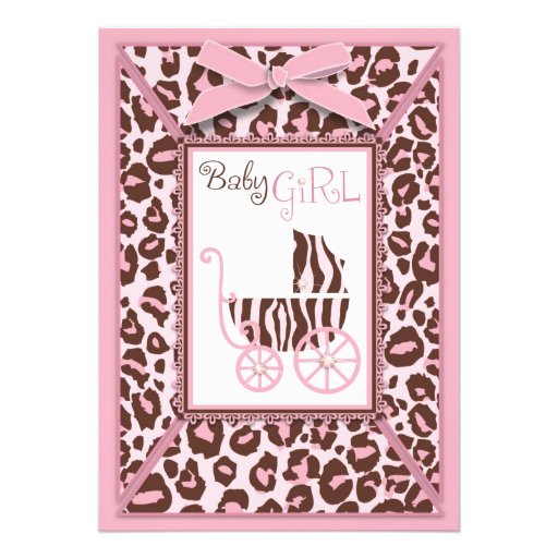 Cheetah Girl Card Pink A2 Invitation