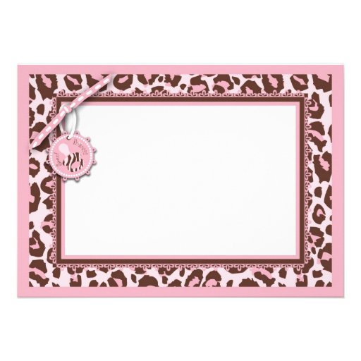 Cheetah Girl Card Pink Personalized Invitations