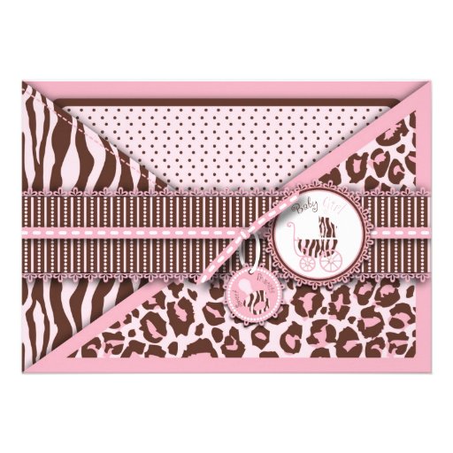 Cheetah Girl Card Pink Personalized Invitations