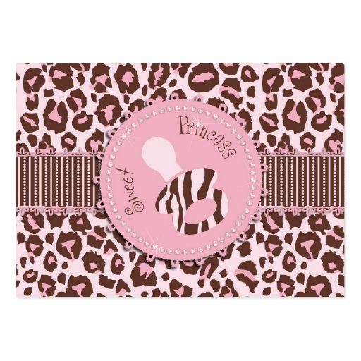 Cheetah Girl Gift Tag Pink B Business Card (front side)