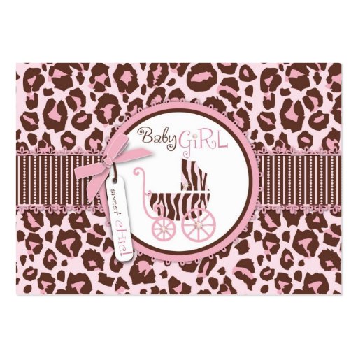 Cheetah Girl Gift Tag Pink D Business Cards (front side)