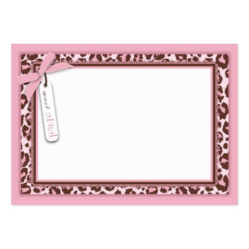 Cheetah Girl Gift Tag Pink D Business Cards (back side)