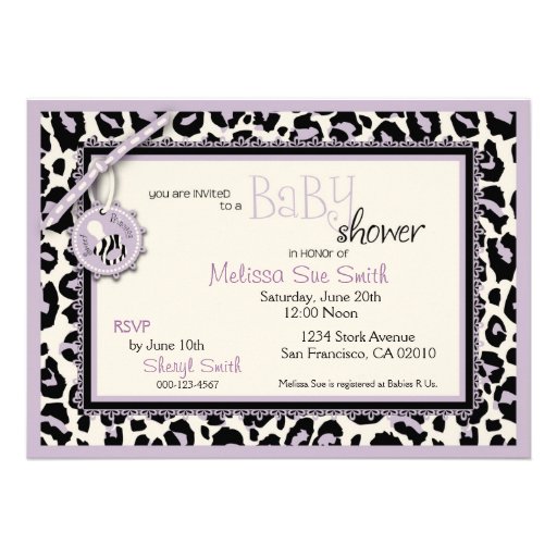 Cheetah Girl Invitation Card Lilac