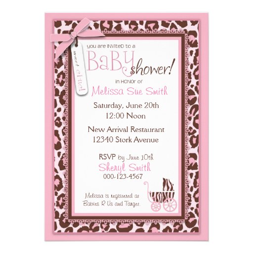 Cheetah Girl Invitation Card Pink A