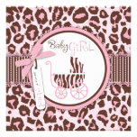 Cheetah Girl Invitation Square Pink B