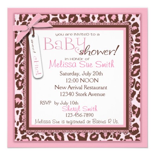 Cheetah Girl Invitation Square Pink B
