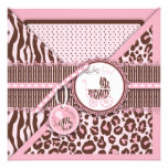 Cheetah Girl Invitation Square Pink C