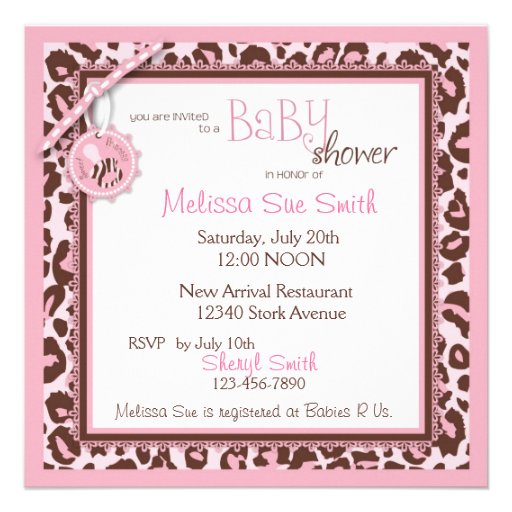 Cheetah Girl Invitation Square Pink C