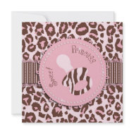 Cheetah Girl Invitation Square Pink D invitation