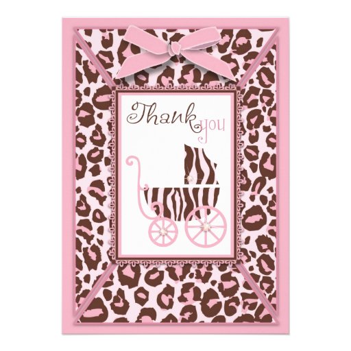 Cheetah Girl TY Card Pink A2 Personalized Invitation