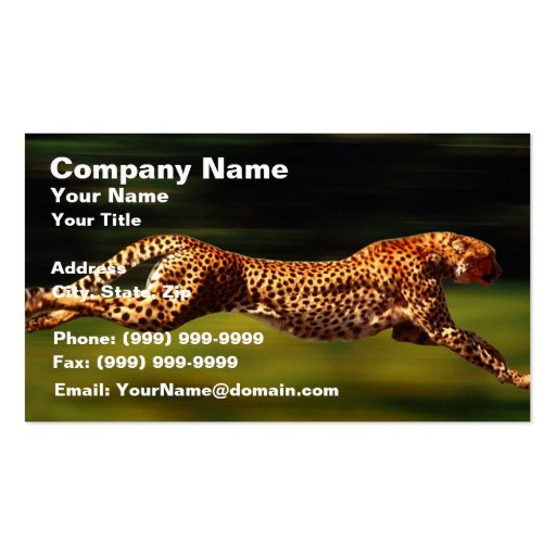Cheetah Hunting His Prey Business Card (front side)