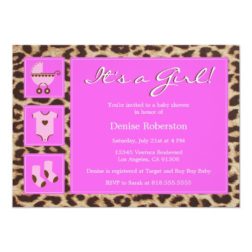 Cheetah - It's a Girl! - Baby Shower Invitation