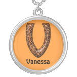 Cheetah Letter V Necklace~Customize Name