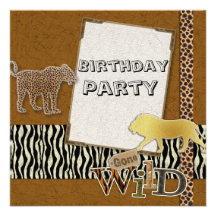 cheetah Lion Safari Zoo Birthday Party Invitation