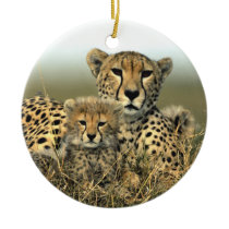 Cheetah Mom and Cub Ornament