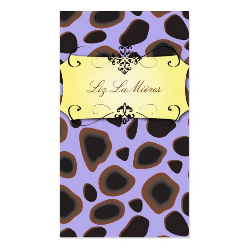 Cheetah print business cards (front side)