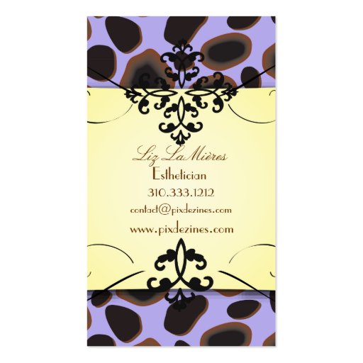 Cheetah print business cards (back side)
