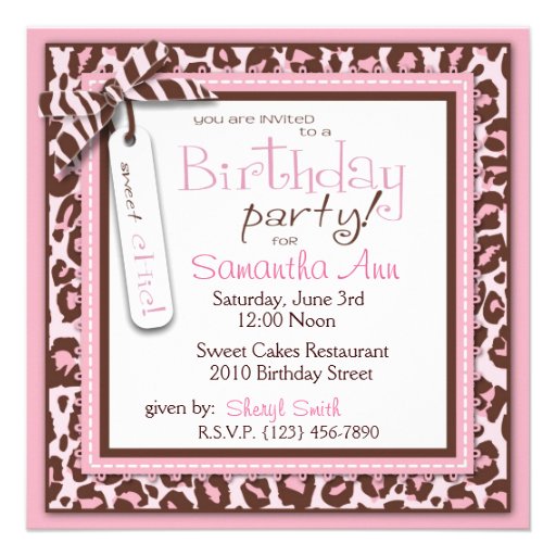 Cheetah Print Photo Template Birthday Announcements