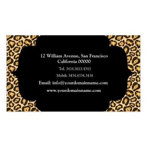 Cheetah Print Safari Business Card (back side)