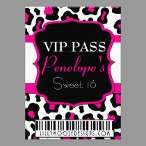 Cheetah Print VIP Pass Sweet 16 Invitation invitations