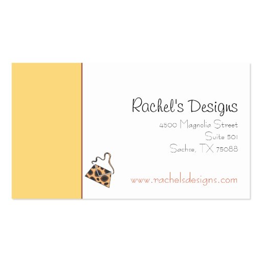 Cheetah Purse Business Cards (back side)